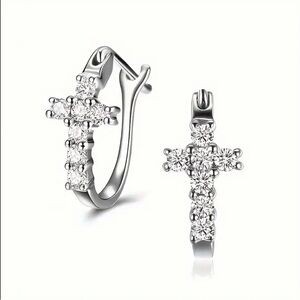 Elegant Sparkling Cross Earrings